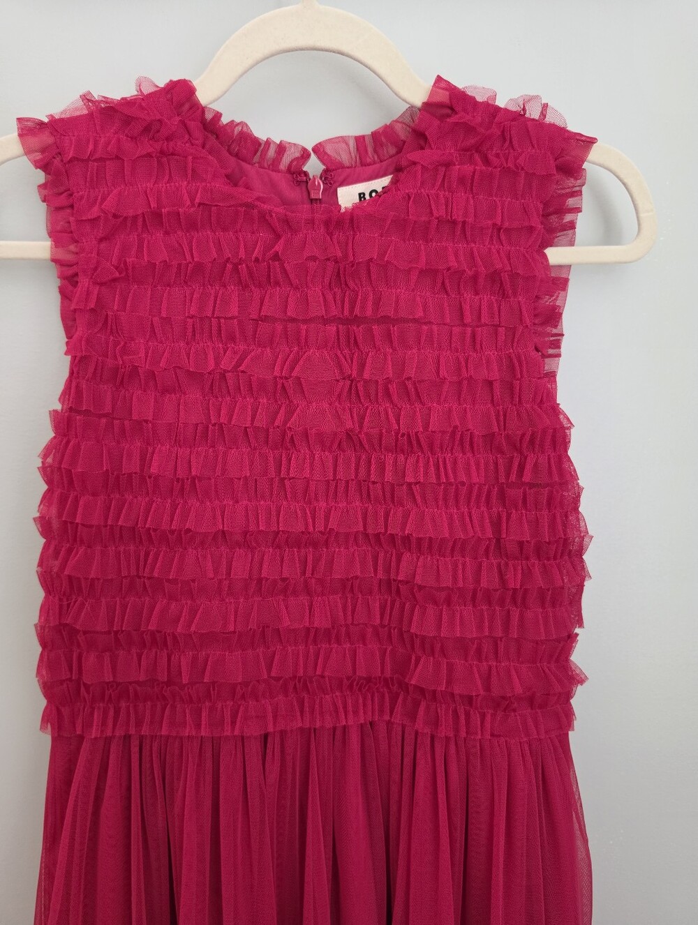 Boden Magenta Pink Tulle Ruffle Midi Dress Size US 4 / UK 8 Sleeveless Party - Picture 6 of 16